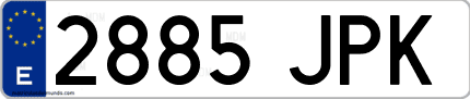Ejemplo de matrícula de coche ordinaria 2885 JPK