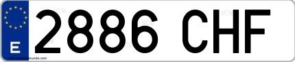 Ejemplo de matrícula de coche ordinaria 2886 CHF