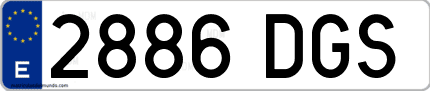 Ejemplo de matrícula de coche ordinaria 2886 DGS