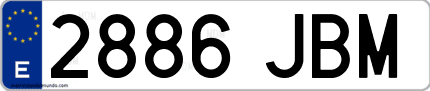 Ejemplo de matrícula de coche ordinaria 2886 JBM