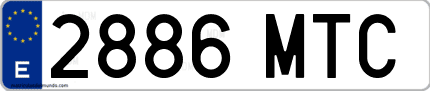 Ejemplo de matrícula de coche ordinaria 2886 MTC
