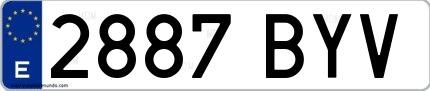 Ejemplo de matrícula española 2887 BYV