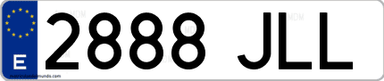Ejemplo de matrícula de coche ordinaria 2888 JLL