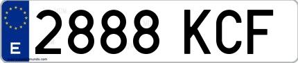 Ejemplo de matrícula de coche ordinaria 2888 KCF