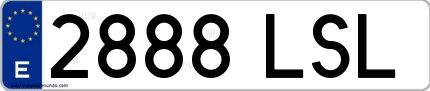 Ejemplo de matrícula española 2888 LSL