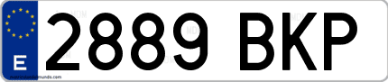 Ejemplo de matrícula de coche ordinaria 2889 BKP