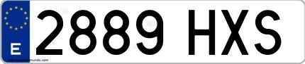 Ejemplo de matrícula española 2889 HXS