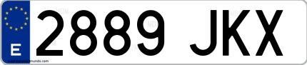 Ejemplo de matrícula española 2889 JKX