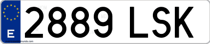 Ejemplo de matrícula de coche ordinaria 2889 LSK