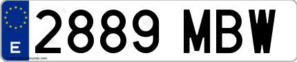 Ejemplo de matrícula de coche ordinaria 2889 MBW