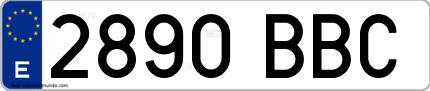 Ejemplo de matrícula de coche ordinaria 2890 BBC