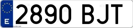 Ejemplo de matrícula de coche ordinaria 2890 BJT