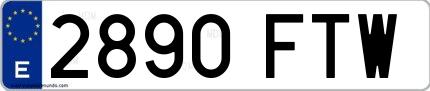 Ejemplo de matrícula española 2890 FTW