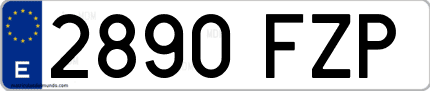 Ejemplo de matrícula de coche ordinaria 2890 FZP