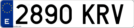 Ejemplo de matrícula de coche ordinaria 2890 KRV