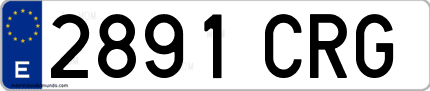 Ejemplo de matrícula de coche ordinaria 2891 CRG