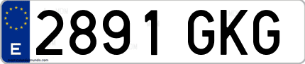 Ejemplo de matrícula de coche ordinaria 2891 GKG