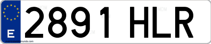 Ejemplo de matrícula de coche ordinaria 2891 HLR