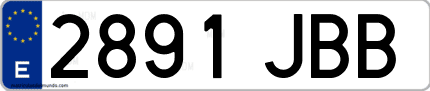 Ejemplo de matrícula de coche ordinaria 2891 JBB