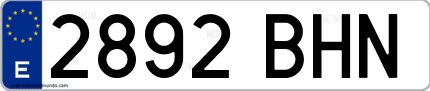 Ejemplo de matrícula de coche ordinaria 2892 BHN