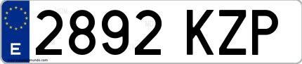 Ejemplo de matrícula española 2892 KZP