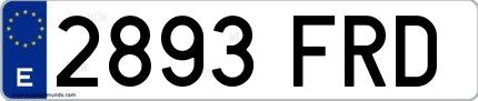 Ejemplo de matrícula española 2893 FRD