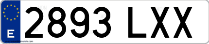 Ejemplo de matrícula de coche ordinaria 2893 LXX
