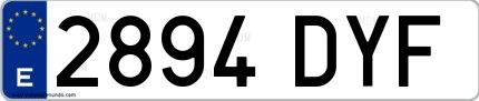 Ejemplo de matrícula española 2894 DYF