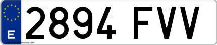 Ejemplo de matrícula de coche ordinaria 2894 FVV