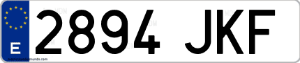 Ejemplo de matrícula de coche ordinaria 2894 JKF