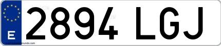 Ejemplo de matrícula española 2894 LGJ