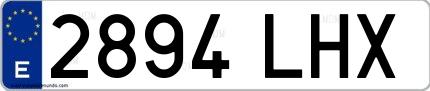 Ejemplo de matrícula española 2894 LHX