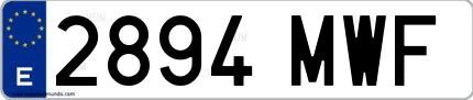 Ejemplo de matrícula española 2894 MWF