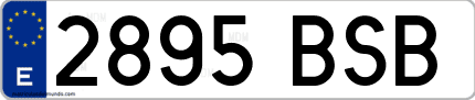 Ejemplo de matrícula de coche ordinaria 2895 BSB