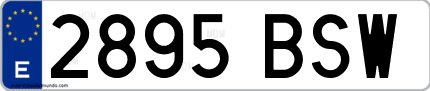 Ejemplo de matrícula de coche ordinaria 2895 BSW