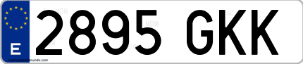 Ejemplo de matrícula de coche ordinaria 2895 GKK