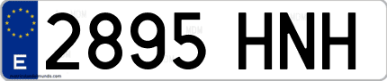 Ejemplo de matrícula de coche ordinaria 2895 HNH