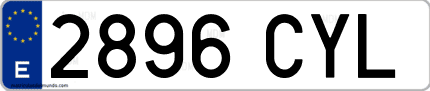 Ejemplo de matrícula de coche ordinaria 2896 CYL