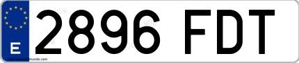 Ejemplo de matrícula española 2896 FDT