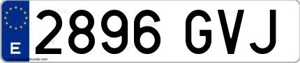 Ejemplo de matrícula española 2896 GVJ