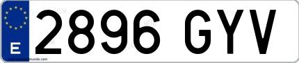 Ejemplo de matrícula española 2896 GYV