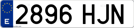 Ejemplo de matrícula de coche ordinaria 2896 HJN