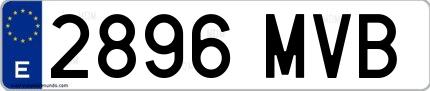 Ejemplo de matrícula española 2896 MVB