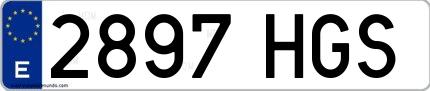 Ejemplo de matrícula española 2897 HGS