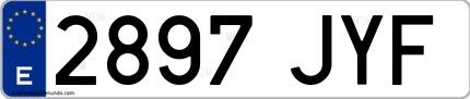 Ejemplo de matrícula española 2897 JYF