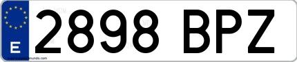 Ejemplo de matrícula española 2898 BPZ
