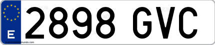 Ejemplo de matrícula de coche ordinaria 2898 GVC