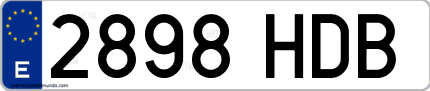 Ejemplo de matrícula de coche ordinaria 2898 HDB