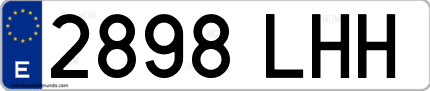 Ejemplo de matrícula de coche ordinaria 2898 LHH
