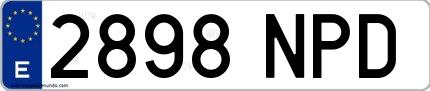 Ejemplo de matrícula española 2898 NPD